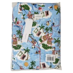 BedHead Pajama Set XL Surfing Santa Christmas Blue Beach Tropical 🎅🏄♂️🌴